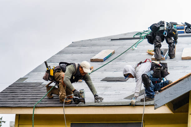 Professional Gutter Installation technician working in Williamsburg, MA